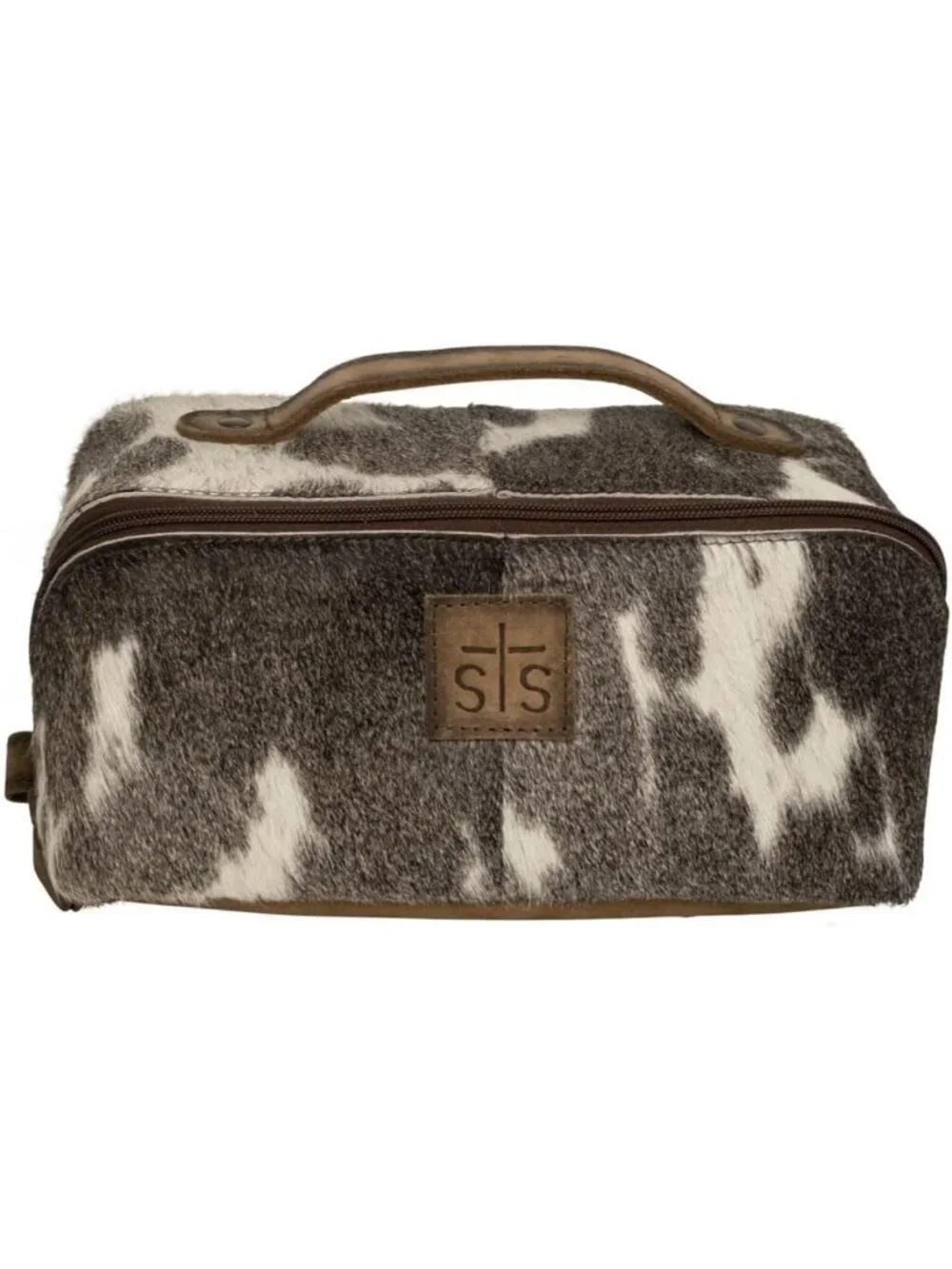 Genuine Leather Cowhide Makeup Bag - Portable Compact Travel Organizer Handbag